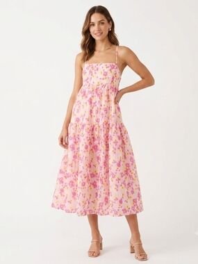 Collective The Label NWT Pink Yellow Floral Tiered Babydoll Dress Size 6